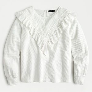J. Crew Ruffle-trim honeycomb-knit cotton top Size 2X
